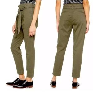 Frame Womens Pants Commander Green‎ Brown Paper Bag Waist Twill Ankle Size 28